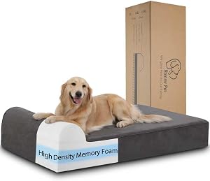 Rainmr Orthopedic Dog Beds for Large Dogs, 7" Memory Foam Dog Beds with Waterproof Li