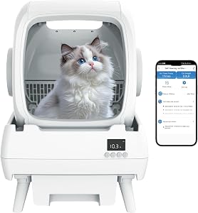 FRCFRC Automatic Cat Litter Box Self Cleaning - App Control, Cat Toilet Records, Suitable 