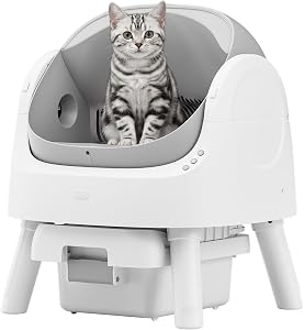Self Cleaning Cat Litter Box, Automatic Litter Box for Multiple Cats, Integrated Safety Pr