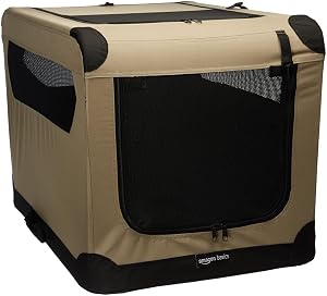 Amazon Basics Portable Folding Soft Dog Crate, Double Door, Collapsible Travel Kennel, Eas
