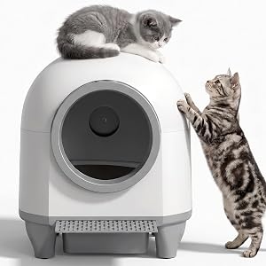 Greesum Smart Self-Cleaning Cat Litter Box, Fully Enclosed Automatic Litter Box with App C