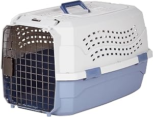 Amazon Basics Sturdy Portable 2-Door Top-Load Hard-Sided Pet Travel Carrier with Secure Ve
