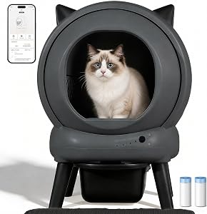 Petcharm Self Cleaning Litter Box Automatic for Cats 2.5-18 lbs | 50L Cat Litter Box, 9-Se
