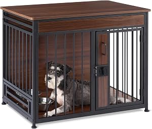 Amazon Basics Furniture Style Dog Crate, Sturdy Wooden Pet Kennel, End Table with Space fo
