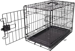 Amazon Basics Portable, Foldable Metal Wire Dog Crate with Removable Tray, Single Door, Di