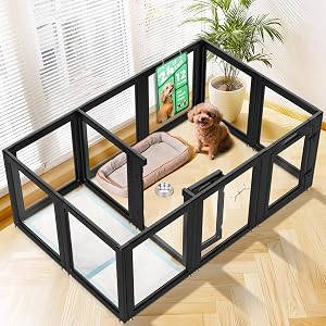 FXW AuraSpace Acrylic Indoor Dog Playpen for Puppies and Small Dogs, 24 Inch, 12 Panels, B