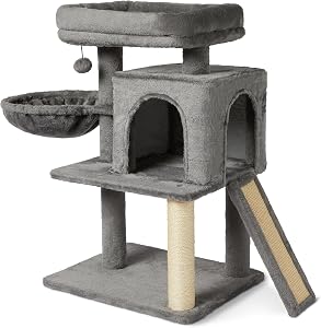 Amazon Basics Indoor Cat & Kittens Multi-Level Climbing Activity Tower with Scratching