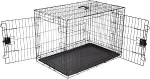 Amazon Basics Portable, Easy to Assemble, Foldable Metal Wire Dog Crate with Removable Tra