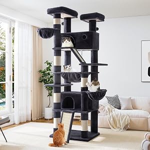 Allewie 81 Inches Tall Cat Tree/Multi-Level Large Climbing Tree House and Towers for Big F