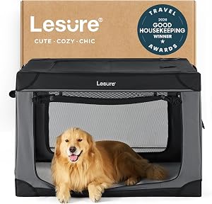 Lesure Shown on TODAY Show Soft Collapsible Dog Crate - 42 Inch Portable Travel Crate for 